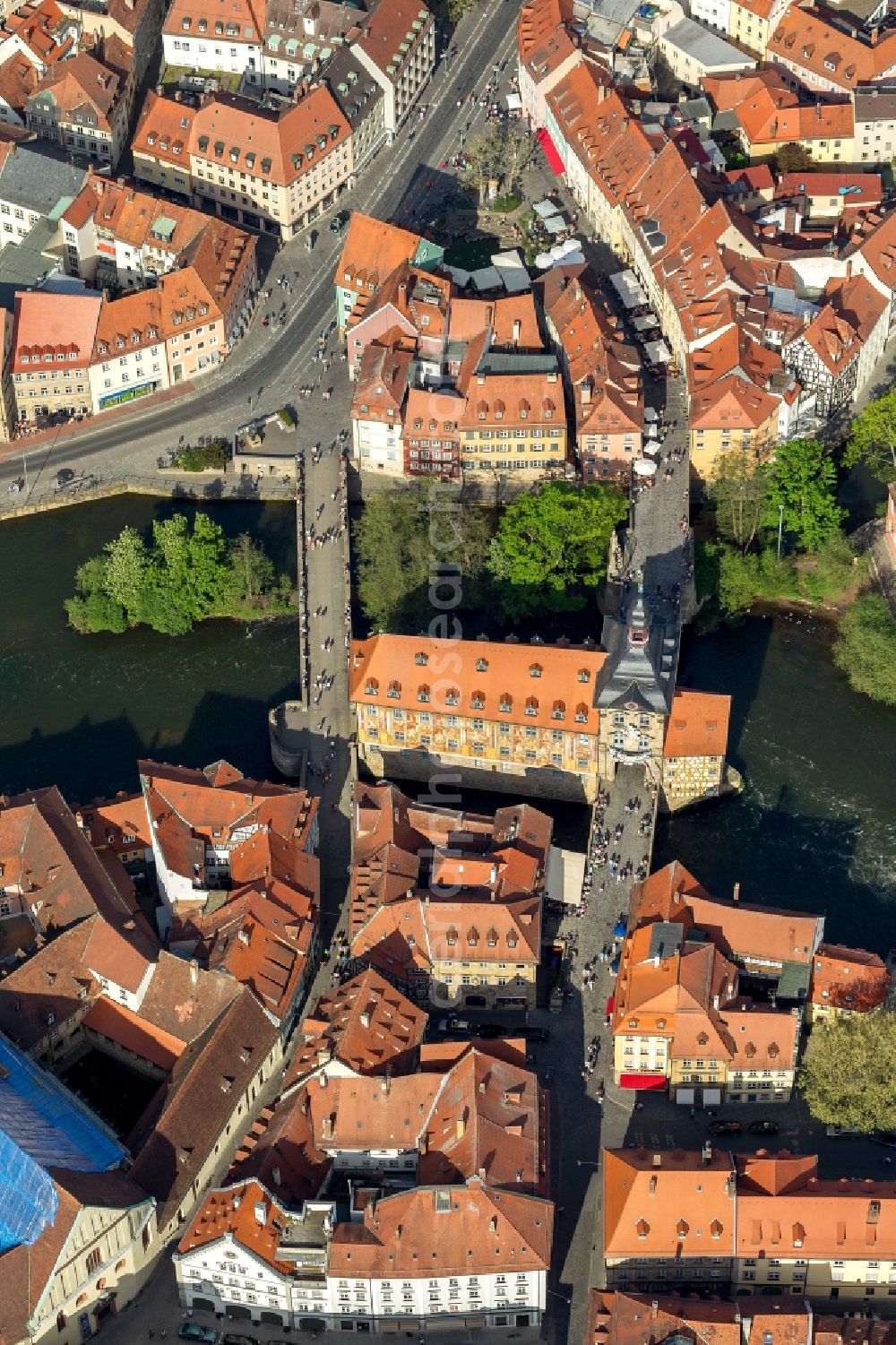 Bamberg from above - View at the Main in the city of in Bamberg in the federal state of Bavaria