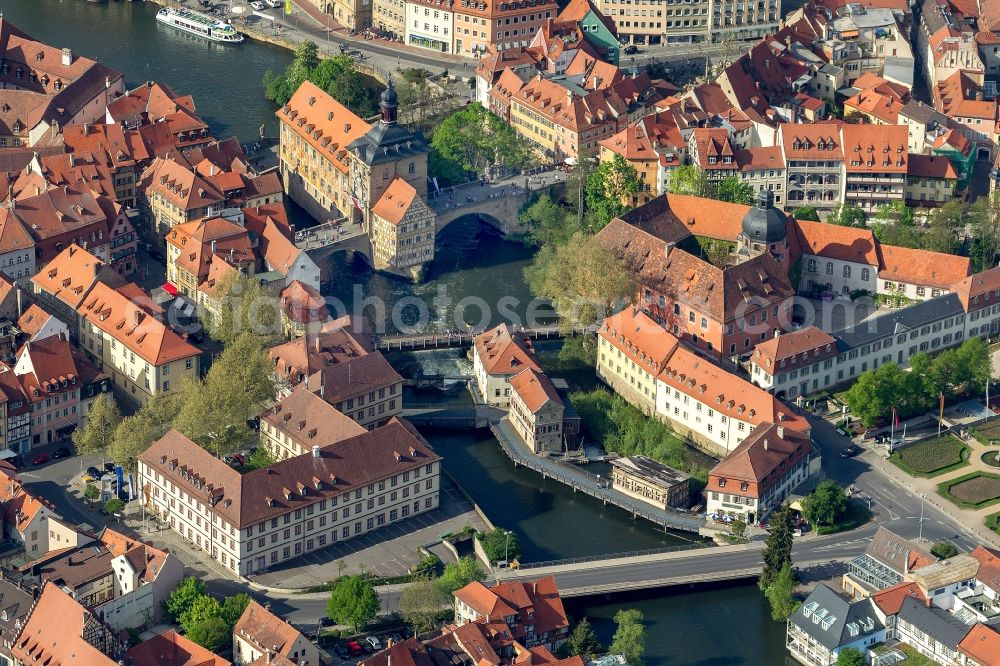 Bamberg from the bird's eye view: View at the Main in the city of in Bamberg in the federal state of Bavaria