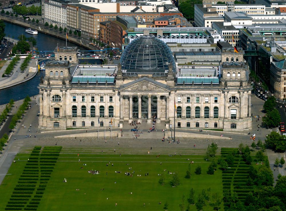 Berlin from above - The Reichstag building in Berlin is seat of the German Bundestag since 1999