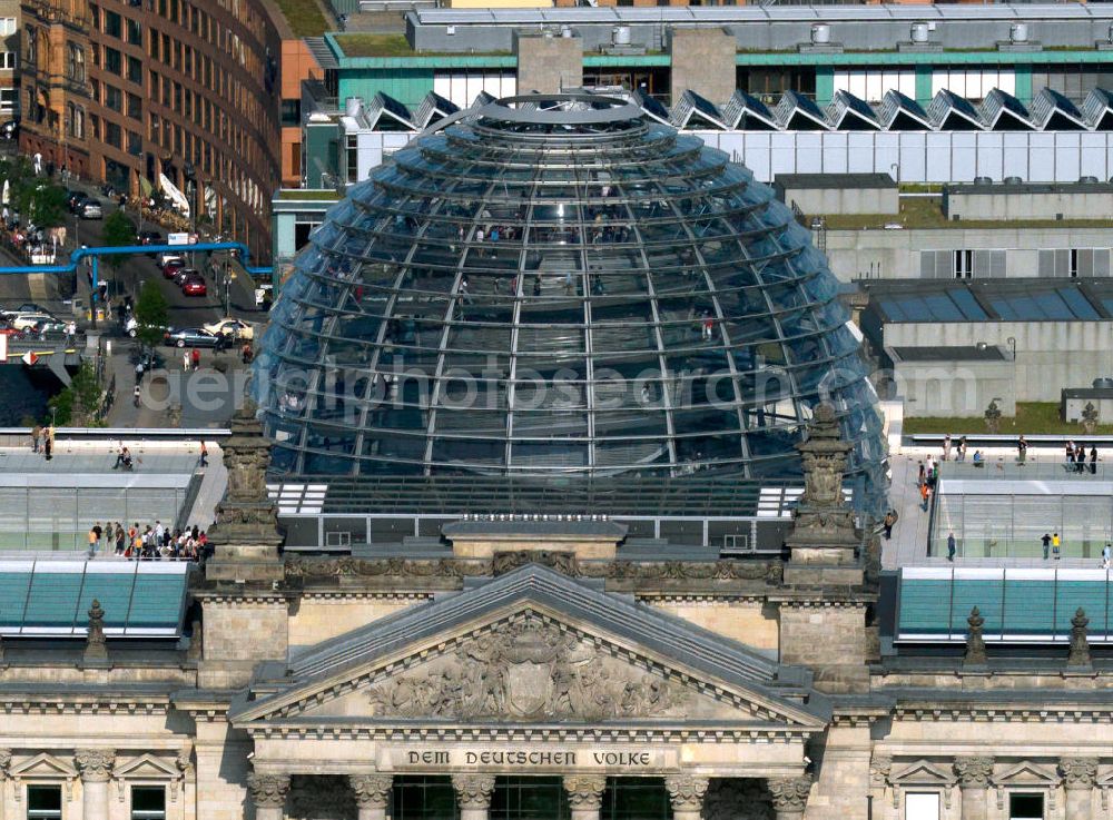 Berlin from the bird's eye view: The Reichstag building in Berlin is seat of the German Bundestag since 1999