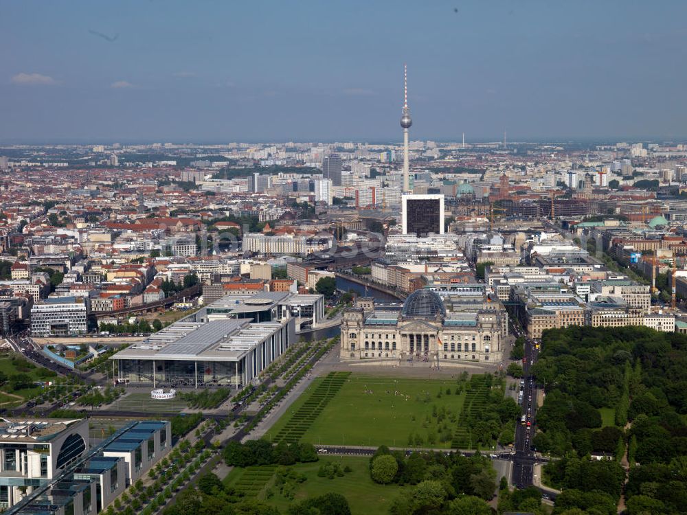 Berlin from above - The Reichstag building in Berlin is seat of the German Bundestag since 1999