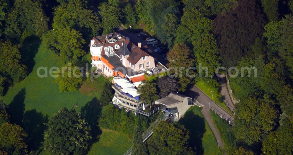 Aerial image Freiburg im Breisgau - Das Restaurant Dattler am Schlossberg in Freiburg, Baden-Württemberg. The restaurant Dattler on the hill Schlossberg in Freiburg, Baden-Wuerttemberg.