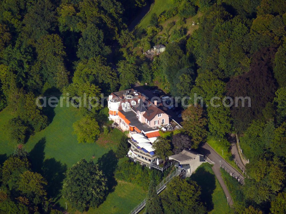 Aerial photograph Freiburg im Breisgau - Das Restaurant Dattler am Schlossberg in Freiburg, Baden-Württemberg. The restaurant Dattler on the hill Schlossberg in Freiburg, Baden-Wuerttemberg.