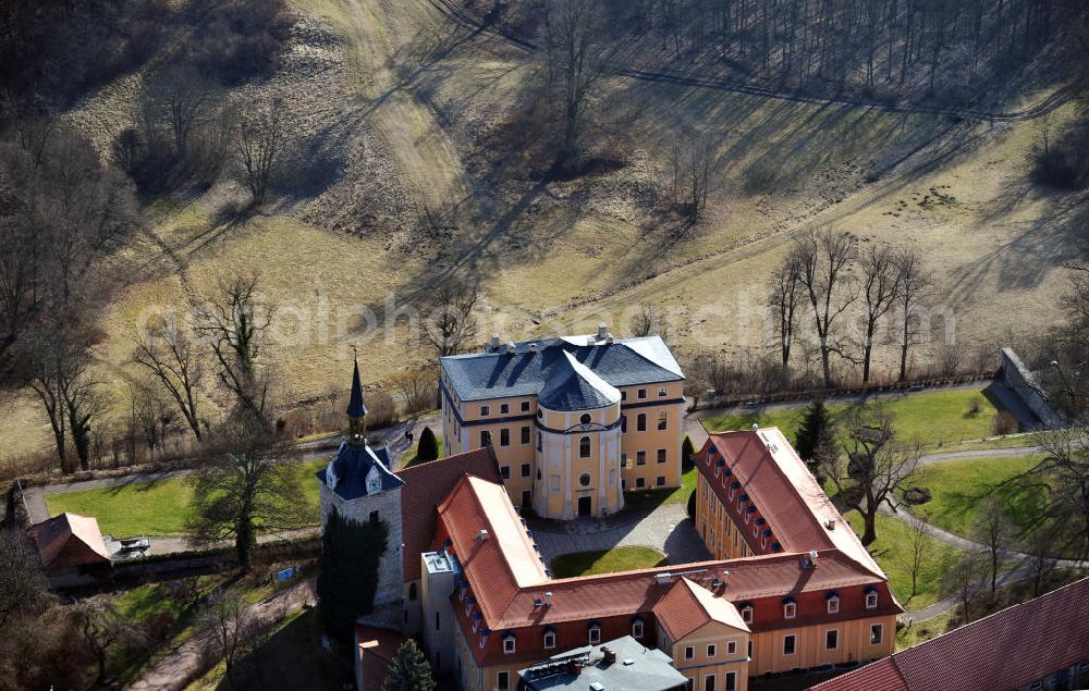 Ettersburg from the bird's eye view: The castle Ettersburg is located on the Ettersberg, an elongated ridge. Since 1998 it belongs as a part of the ensemble Classical Weimar to the UNESCO World Heritage Sites. Duke Wilhelm Ernst of Saxe-Weimar built the castle between 1706 until 1712. The Cultural Office LaRete operates a project office in the castle, which can also be booked as a venue