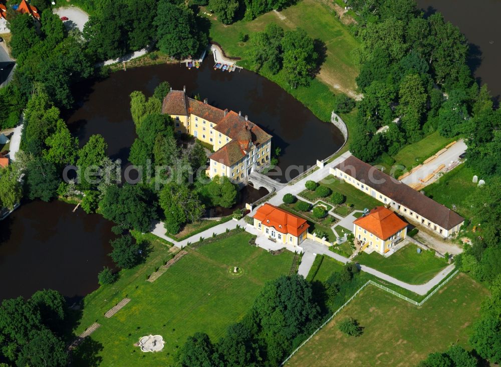 Heroldsbach from the bird's eye view: The palace Thurn in Heroldsbach in the state of Bavaria. The former summer residence is enclosed by trees. The adjacent park was opened in 1975 and includes the fun park Schloss Thurn with about 30 attractions for visitors. The park itself has very old trees with an oak of about 400 years