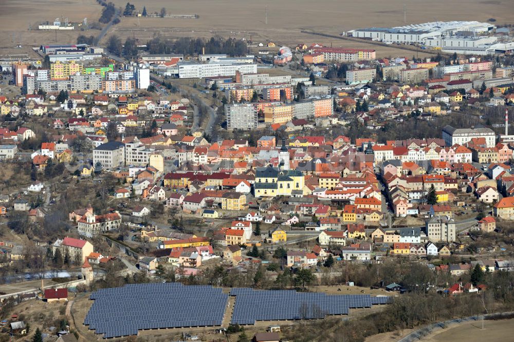 Stribo from above - The solar field Stribro near Plzen in the Czech Republic is run by the german S.A.G. Solarstrom AG