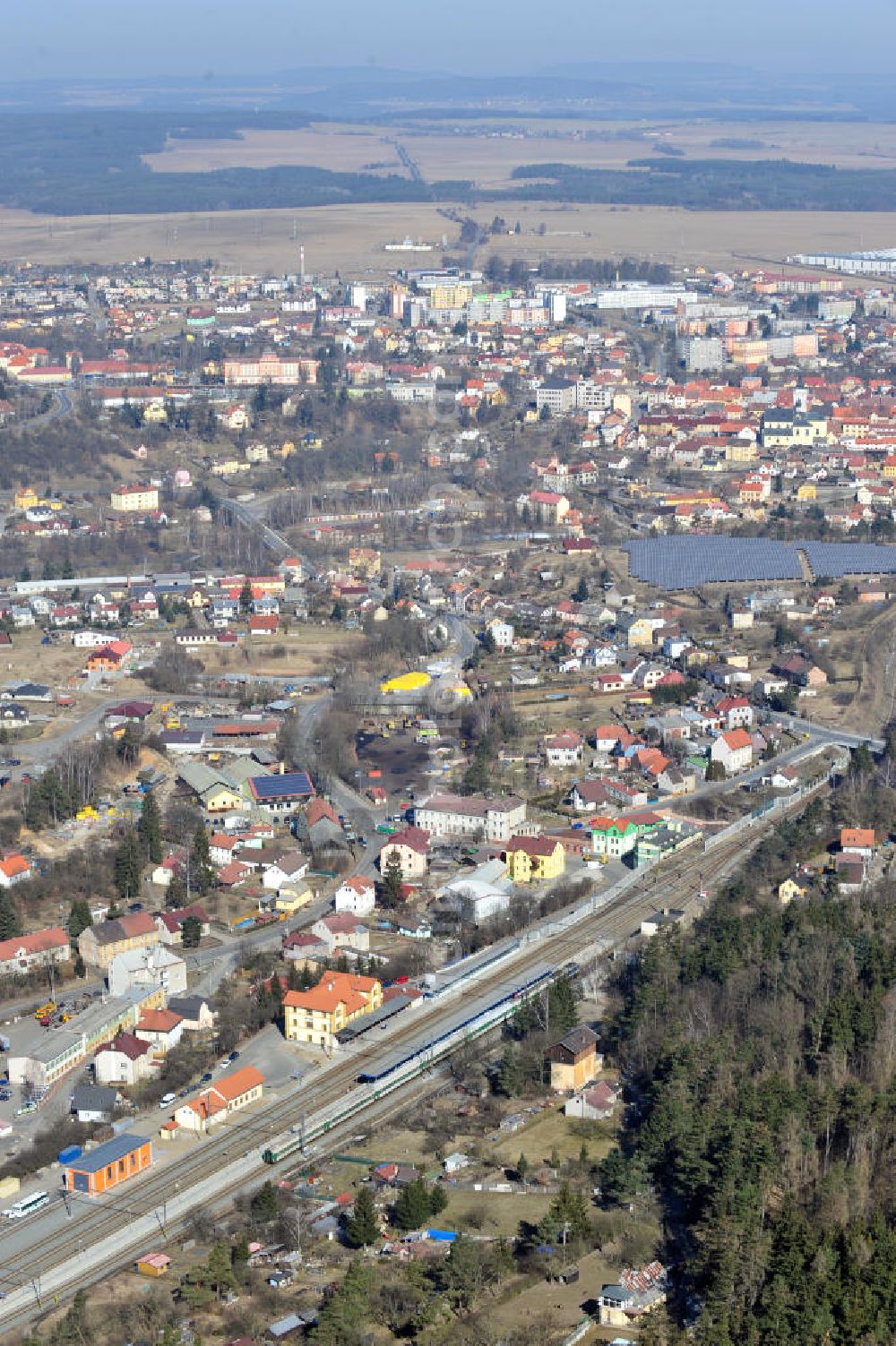 Aerial photograph STRIBRO - The solar field Stribro near Plzen in the Czech Republic is run by the german S.A.G. Solarstrom AG