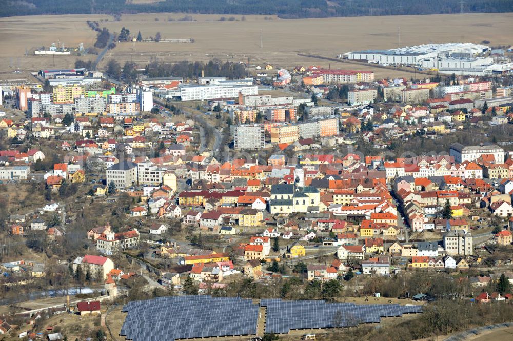 STRIBRO from the bird's eye view: The solar field Stribro near Plzen in the Czech Republic is run by the german S.A.G. Solarstrom AG