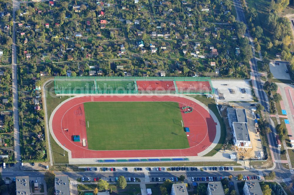 Aerial image POLKOWICE / POLKWITZ - View of the KS Stadium of Polkowice, Poland. It is the homeplace of the local football club KS Polkowice