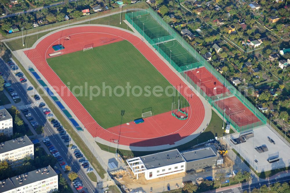 Aerial photograph POLKOWICE / POLKWITZ - View of the KS Stadium of Polkowice, Poland. It is the homeplace of the local football club KS Polkowice