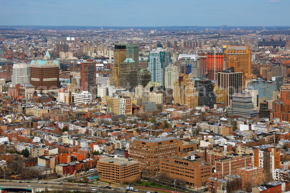 New York from above - View of the district center of Brooklyn, also known as Downtown Brooklyn. The large business district of the New York district is dominated by office and apartment buildings