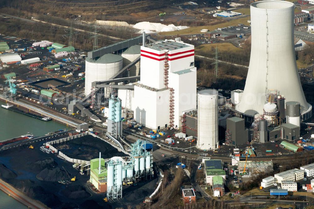 Aerial photograph Lünen - The power plant Lünen is a coal-fired power plant in the district of Unna in North Rhine-Westphalia. The operator is STEAG. The power plant was built in 1938