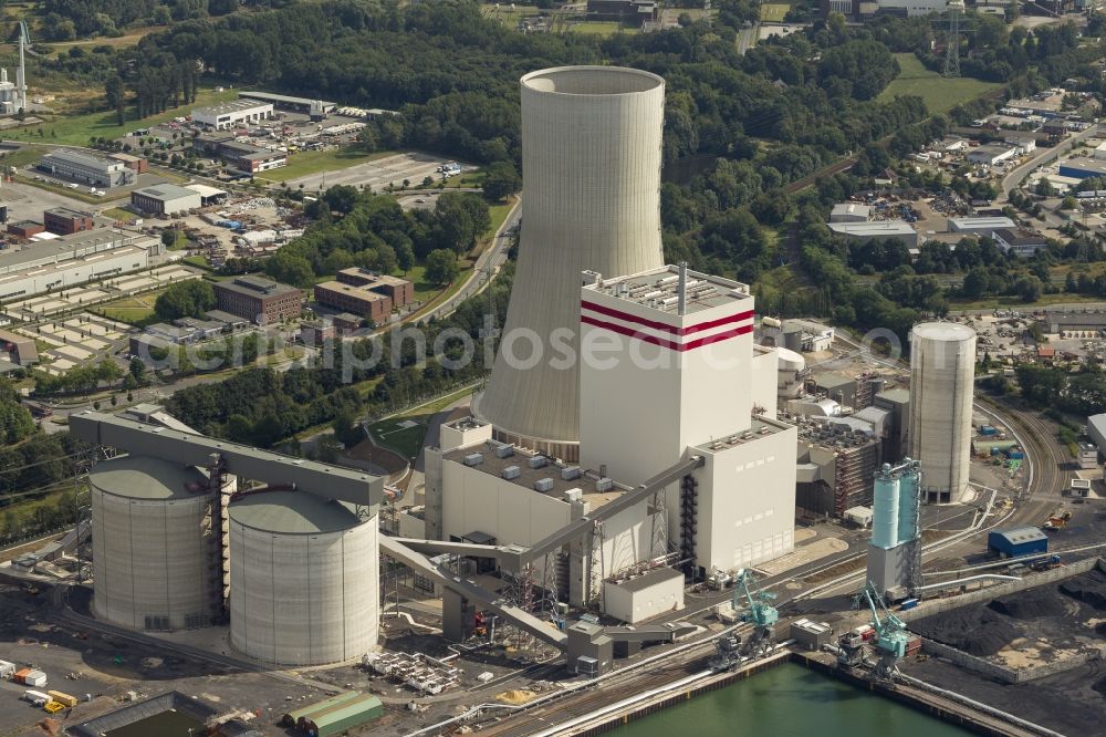 Aerial image Lünen - The power plant Lünen is a coal-fired power plant in the district of Unna in North Rhine-Westphalia. The operator is STEAG. The power plant was built in 1938