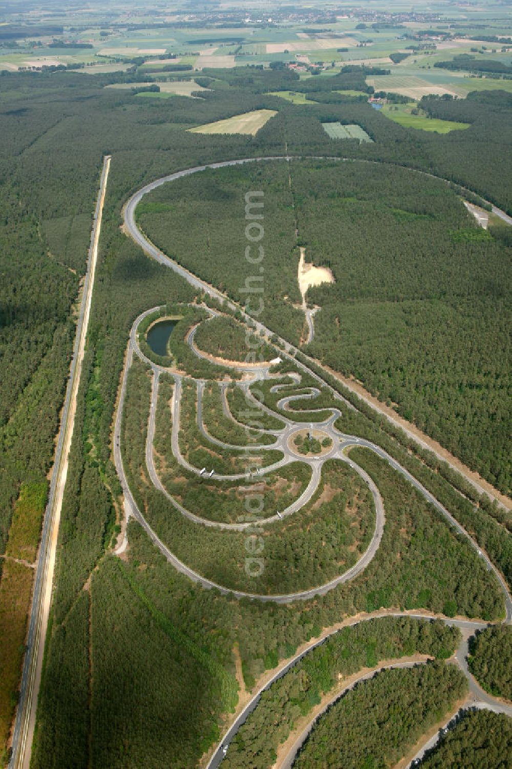 Aerial image GIFHORN - The VW test track Ehra-Lessien in the rural district Gifhorn of Lower Saxony. The area is used as a test and proving ground for VW and its associated car brands and includes among others a high-speed circuit