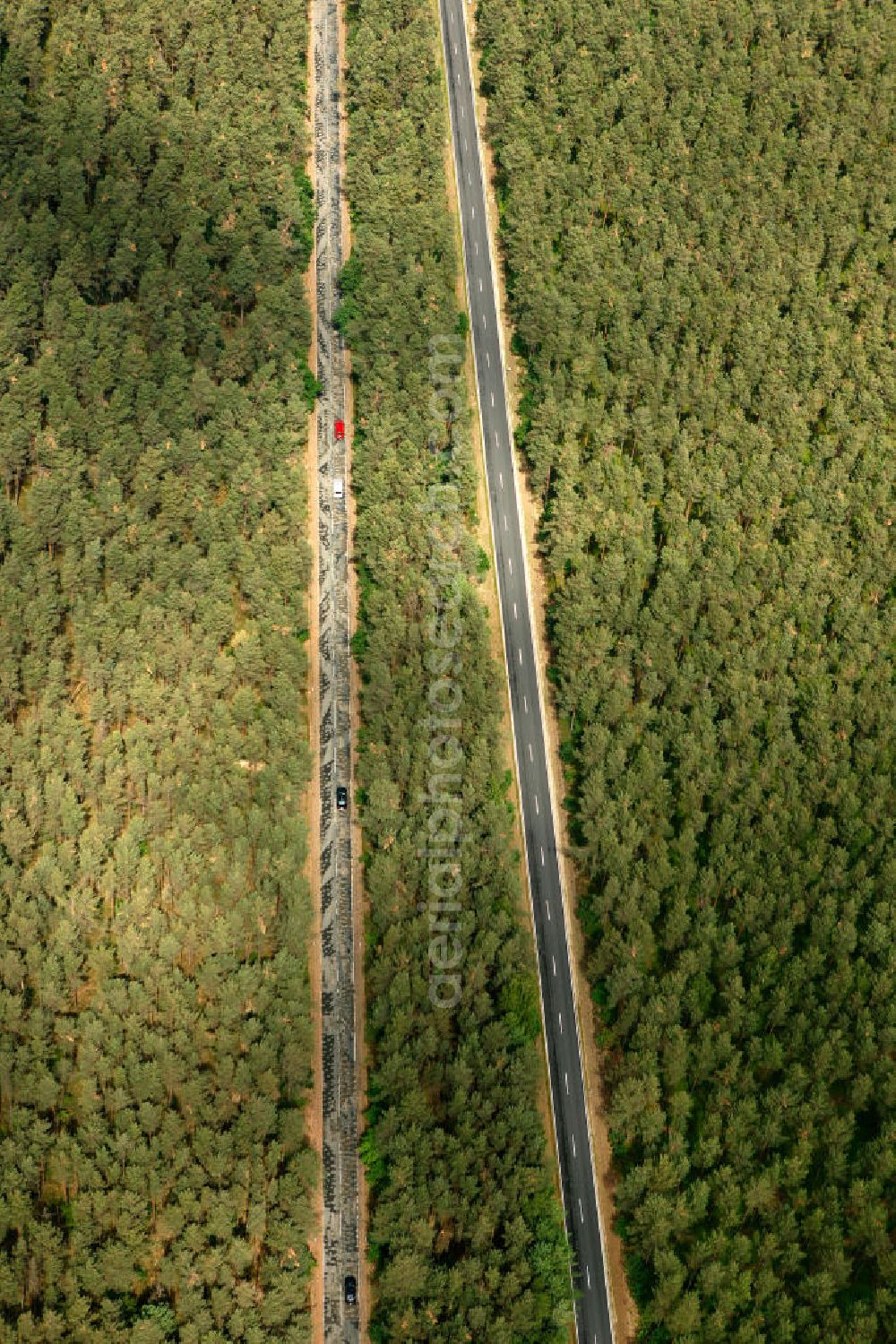 GIFHORN from the bird's eye view: The VW test track Ehra-Lessien in the rural district Gifhorn of Lower Saxony. The area is used as a test and proving ground for VW and its associated car brands and includes among others a high-speed circuit