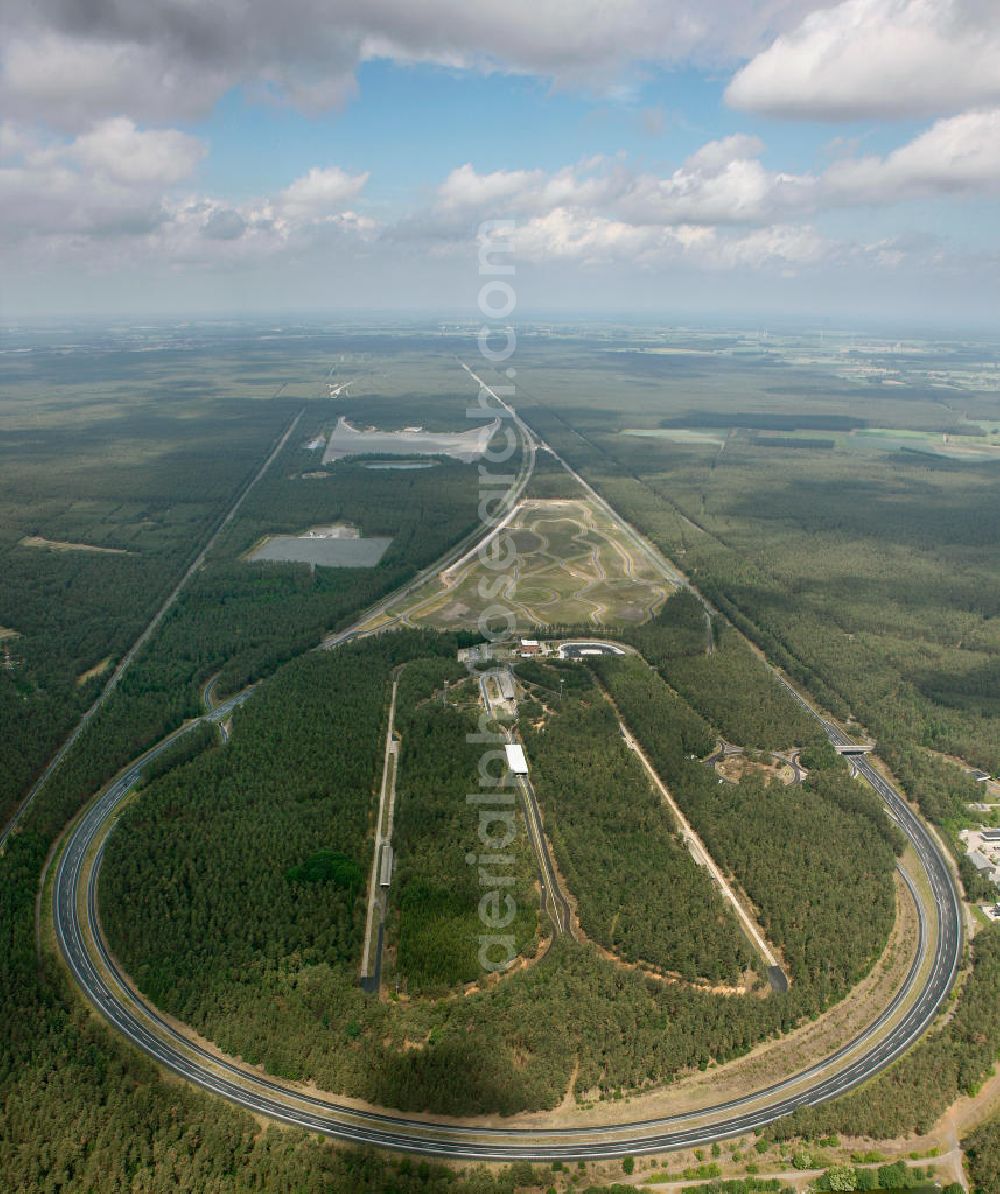 GIFHORN from above - The VW test track Ehra-Lessien in the rural district Gifhorn of Lower Saxony. The area is used as a test and proving ground for VW and its associated car brands and includes among others a high-speed circuit