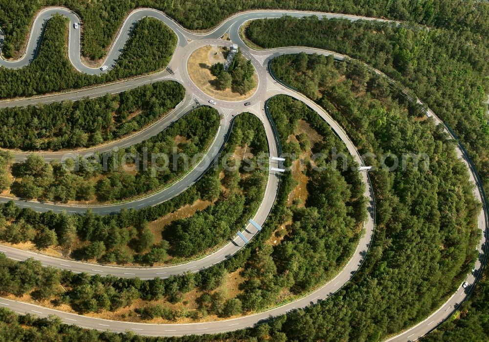 Aerial photograph Gifhorn - The VW test track Ehra-Lessien in the rural district Gifhorn of Lower Saxony. The area is used as a test and proving ground for VW and its associated car brands and includes among others a high-speed circuit