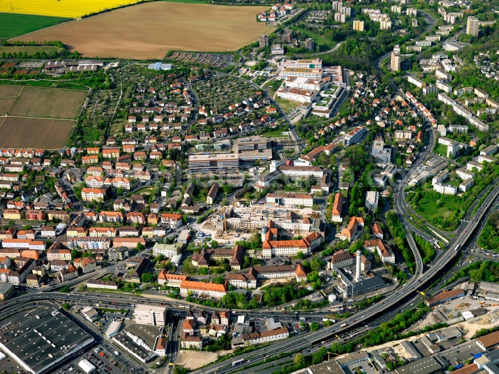 Aerial photograph Würzburg - The University Medical Center of Würzburg in Würzburg in Bavaria