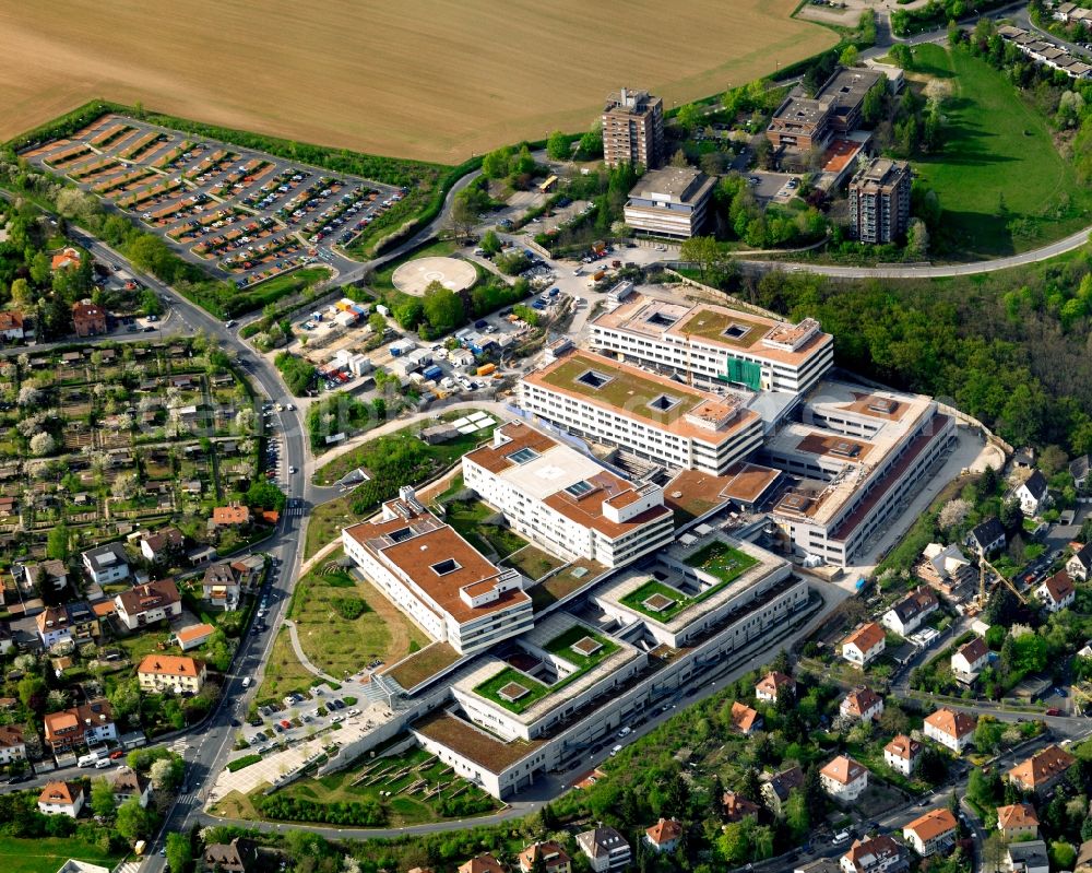 Aerial image Würzburg - The University Medical Center of Würzburg in Würzburg in Bavaria