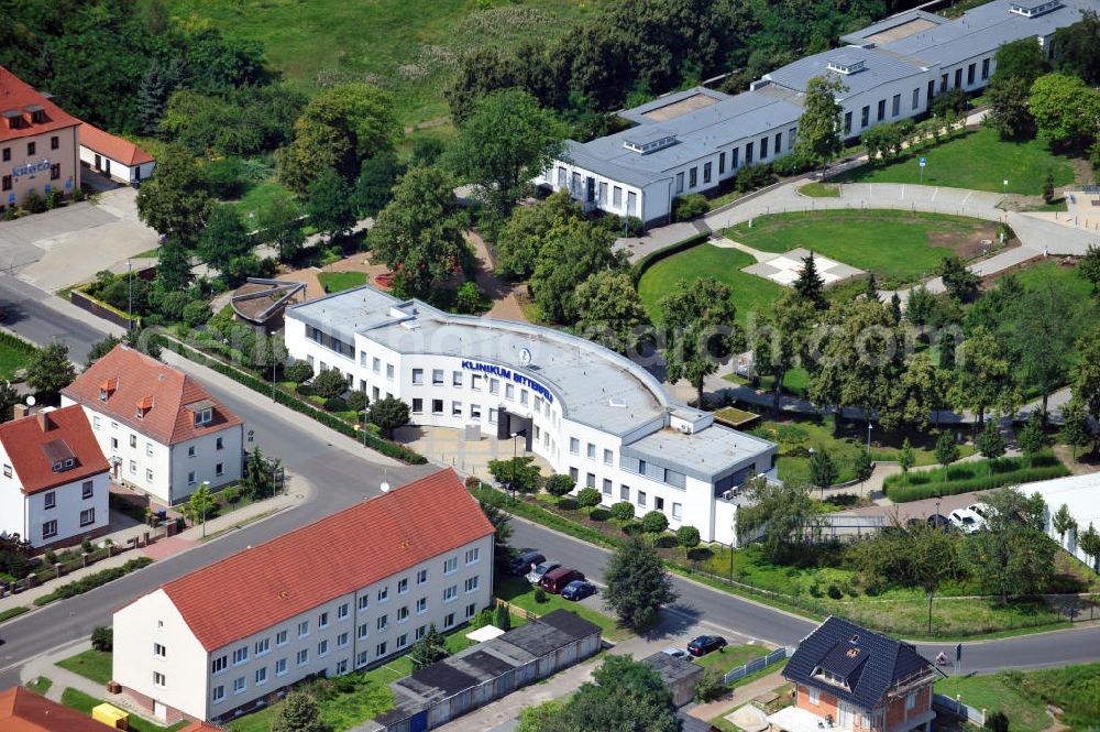 Aerial image Bitterfeld - View at the hospital building and the adjoining park of the health center in Bitterfeld-Wolfen