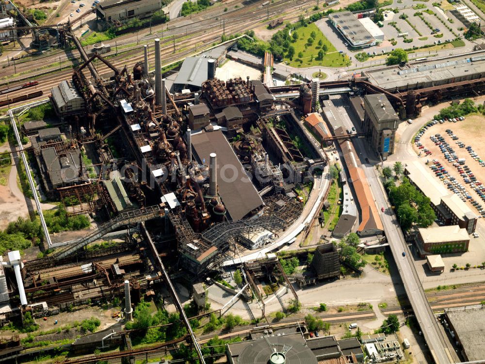 Aerial photograph Saarbrücken - The Völklinger Hütte is a former iron factory in Saarbrücken was abandonne in 1986. It was announced as a World Heritage Site by the UNESCO in 1994. It was the first industrial memorial of the World Heritage Site