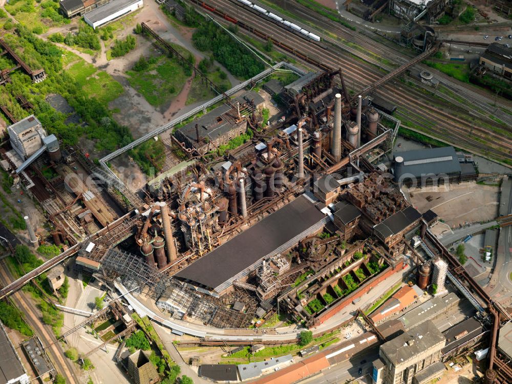 Aerial image Saarbrücken - The Völklinger Hütte is a former iron factory in Saarbrücken was abandonne in 1986. It was announced as a World Heritage Site by the UNESCO in 1994. It was the first industrial memorial of the World Heritage Site