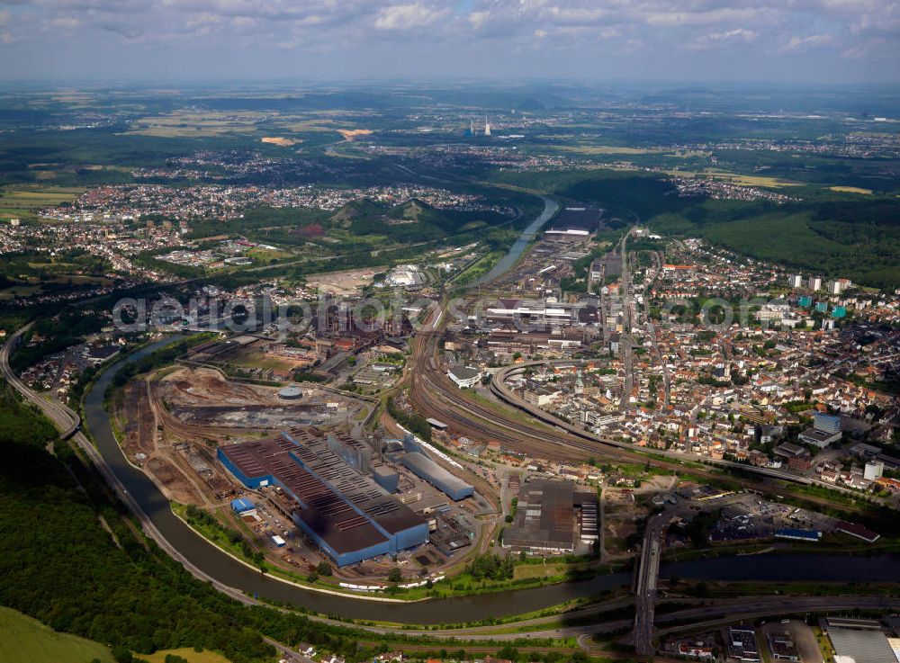 Aerial photograph Saarbrücken - The Völklinger Hütte is a former iron factory in Saarbrücken was abandonne in 1986. It was announced as a World Heritage Site by the UNESCO in 1994. It was the first industrial memorial of the World Heritage Site