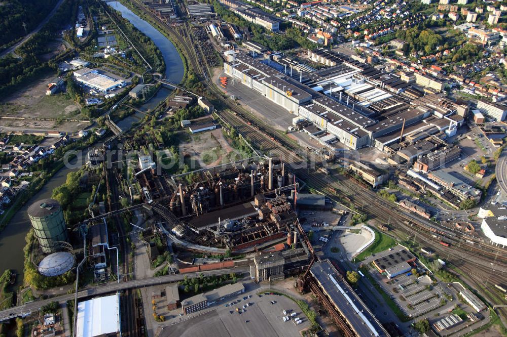 Saarbrücken from the bird's eye view: The Völklinger Hütte is a former iron factory in Saarbrücken was abandonne in 1986. It was announced as a World Heritage Site by the UNESCO in 1994. It was the first industrial memorial of the World Heritage Site