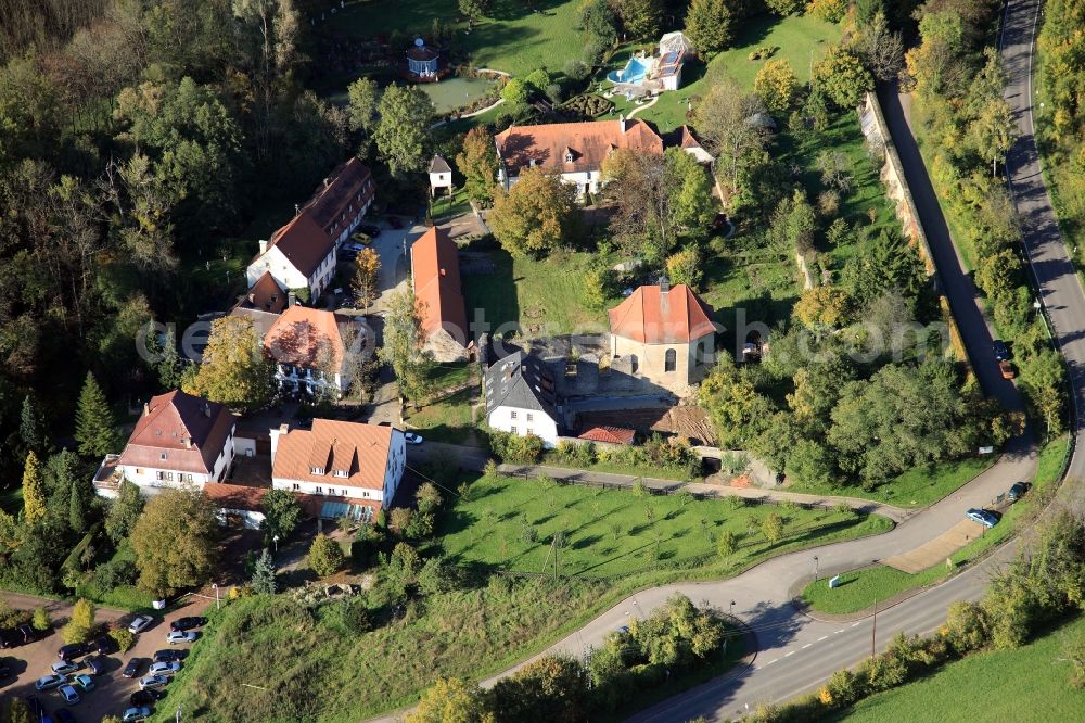 Mandelbachtal from above - The Monastery is a Benedictine convent Gräfinthal that arose from a defunct Wilhelmitenkloster, as well as a local place of pilgrimage. Gräfinthal emerged in the mid-13th Century. Throughout its turbulent history, the monastery was repeatedly destroyed or damaged. In 2009 the foundation stone was laid for the reconstruction of the monastery church