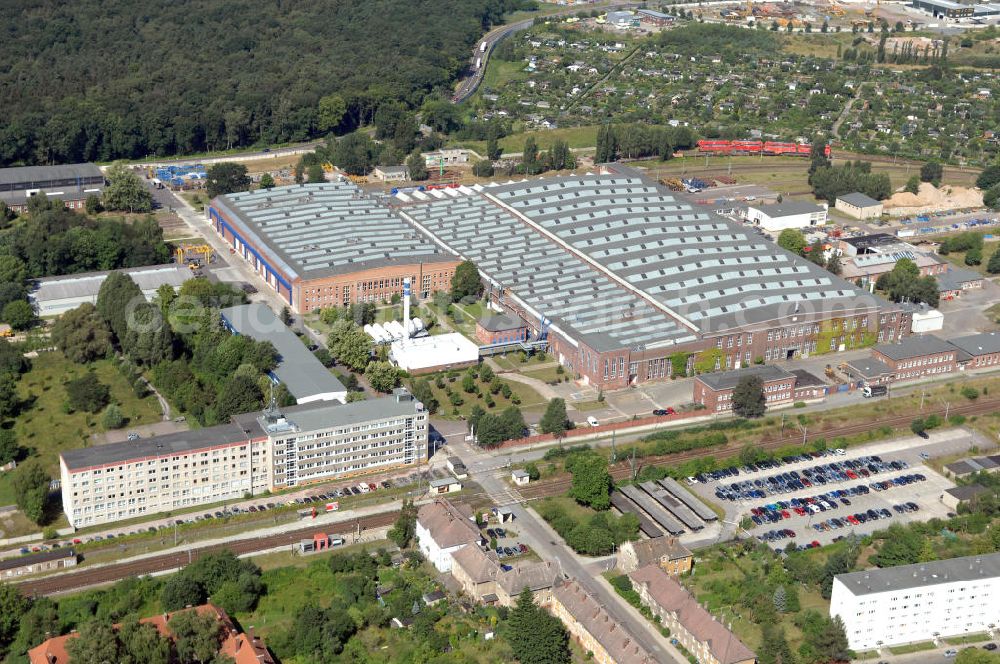 Dessau-Roßlau from above - Blick auf das DB Fahrzeuginstandhaltung GmbH Werk Dessau. Kontakt DB Fahrzeuginstandhaltung GmbH: Tel. +49(0)69 26546529, Email: Albert.Bastius@bahn.de (Ansprechpartner: Albert Bastius, Leiter externer Vertrieb und Marketing)