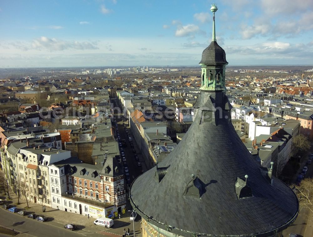 Aerial photograph Halle - View of the listed water tower north in Halle im Sachsen-Anhalt