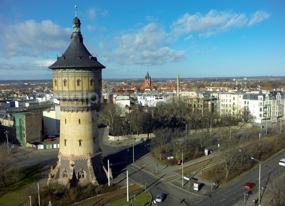 Halle from above - View of the listed water tower north in Halle im Sachsen-Anhalt