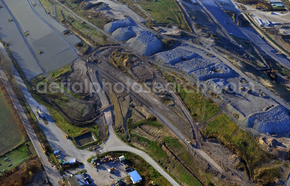 Panketal OT Schwanebeck from the bird's eye view: Restoration and filling works on the BSR - waste landfill Schwanebeck in Panketal in Brandenburg