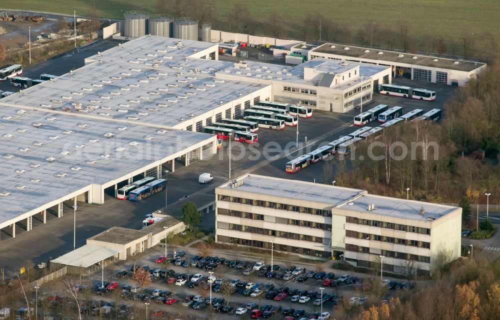 Aerial photograph Herten - Tram - and bus - depot of public transport in Herten in North Rhine-Westphalia