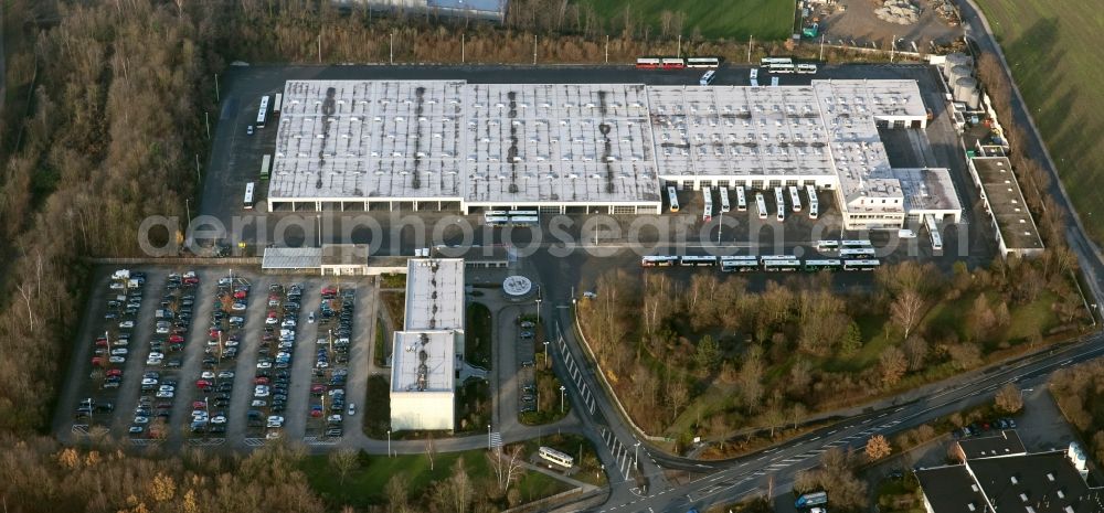 Herten from above - Tram - and bus - depot of public transport in Herten in North Rhine-Westphalia