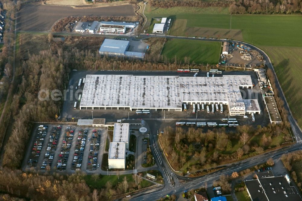 Herten from the bird's eye view: Tram - and bus - depot of public transport in Herten in North Rhine-Westphalia