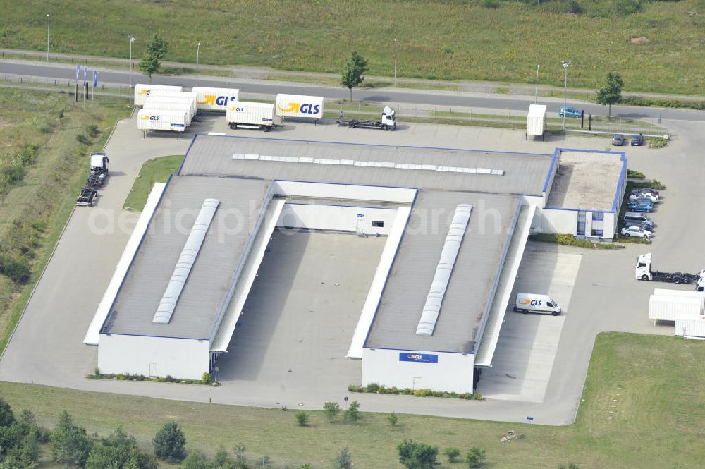 Aerial image Bernau - The depot of the logistic enterprise GLS in the gewerbegebiet in the commercial area Schönow of the town of Bernau