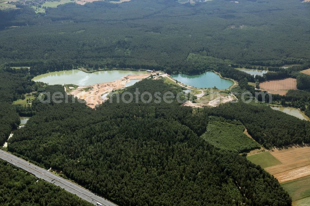 Aerial image Schnaittach - Lake area of Baggersees Sandgrube Schnaittach in Schnaittach in the state Bavaria