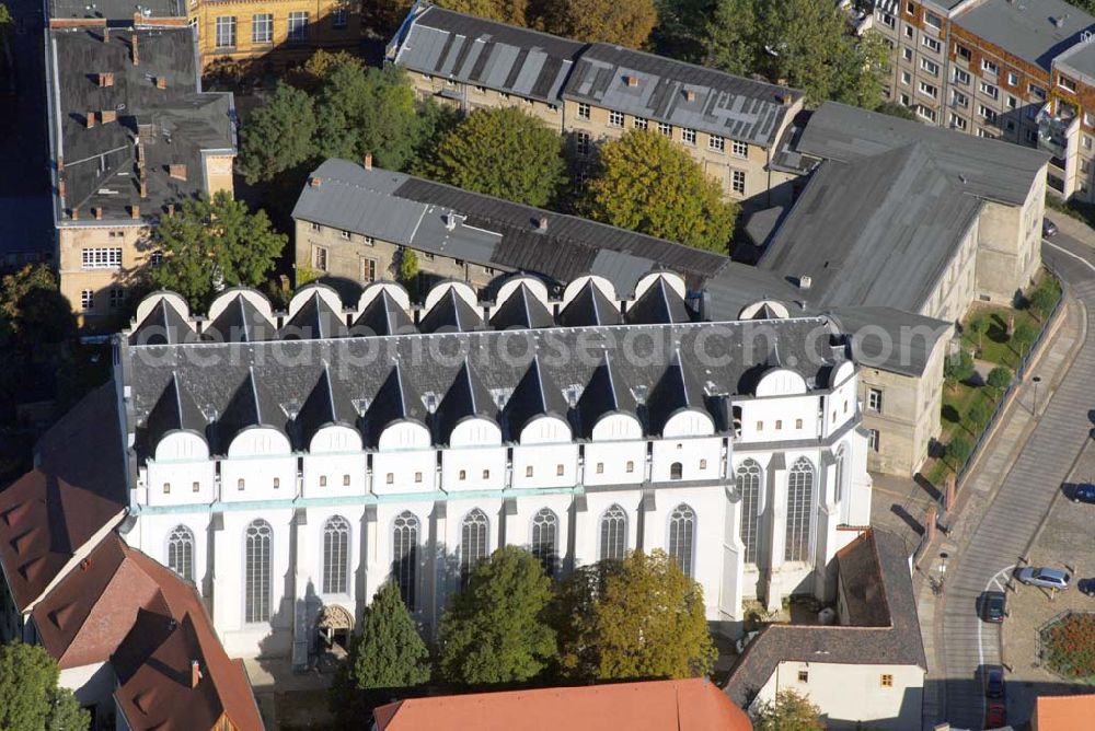 Halle from above - Halle 23.09.06 Blick auf den Halleschen Dom am Domplatz. Der Dom ging aus einer Kirche aus dem 13. Jahrhundert hervor und erhielt 1523 seine heutige Gestalt.