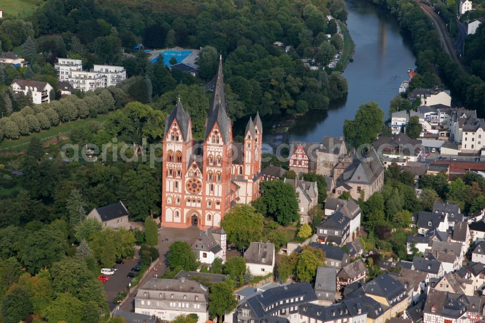 Limburg an der Lahn from above - The Limburg Cathedral on Cathedral Square on the banks of the Lahn in Limburg an der Lahn in Hesse