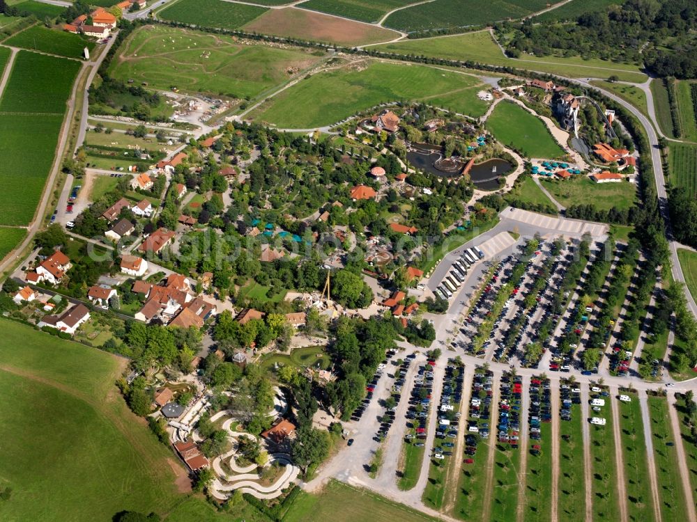 Aerial image Cleebronn - The theme park Tripsdrill in the Treffentrill area of Cleebronn in the state of Baden-Württemberg. The park also includes a wild park and about 100 attractions. It is considered the oldest fun park in Germany. The compound also includes a lake and various museums