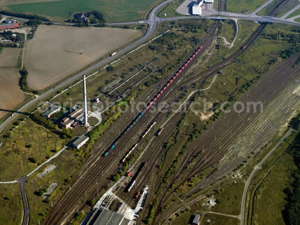 Sassnitz OT Mukran from above - View of the ferry terminal in Sassnitz Mukran. The station belongs to the ferry terminal Mukran that is in operation since 1998