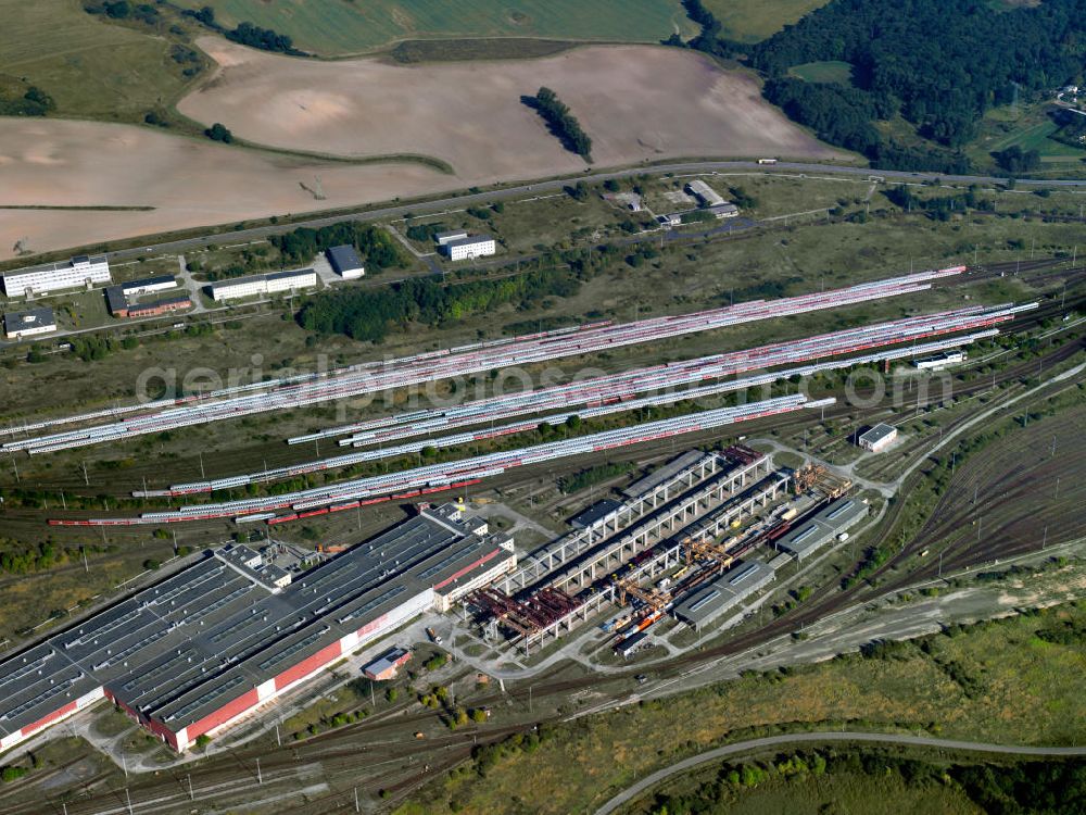 Sassnitz OT Mukran from above - View of the ferry terminal in Sassnitz Mukran. The station belongs to the ferry terminal Mukran that is in operation since 1998