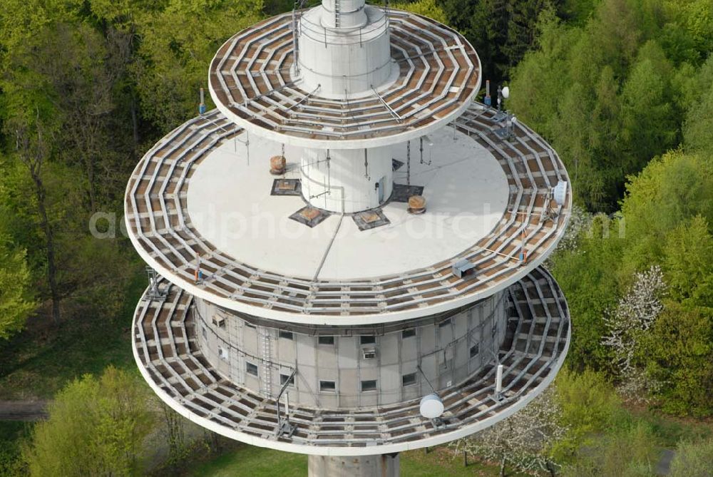 Winterstein (Hessen) from the bird's eye view: Der Funkturm auf dem Steinkopf. Der Turm gehört zur Telekom-Gruppe T-Systems. Zur Zeit werden hier keine Rundfunksender ausgestrahlt.