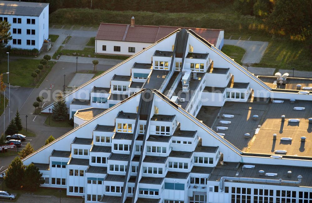 Aerial photograph Kolkwitz - View of the complex I.T.R. Pyramids, which is hired as office space, conference and training room. It consists of two pyramid-like buildings with wings, which are connected by a connecting structure