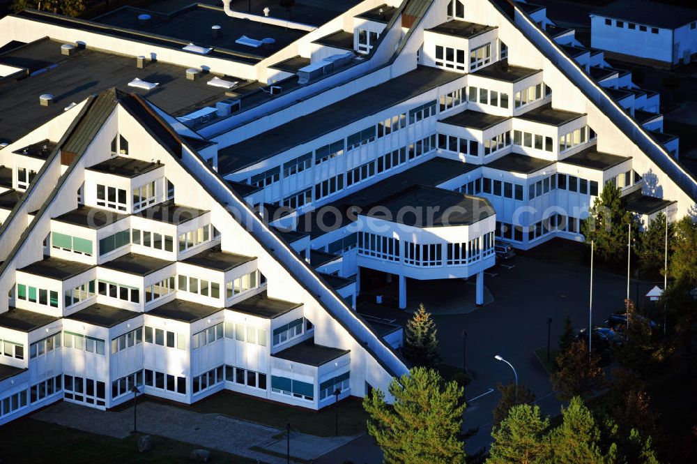 Aerial photograph Kolkwitz - View of the complex I.T.R. Pyramids, which is hired as office space, conference and training room. It consists of two pyramid-like buildings with wings, which are connected by a connecting structure