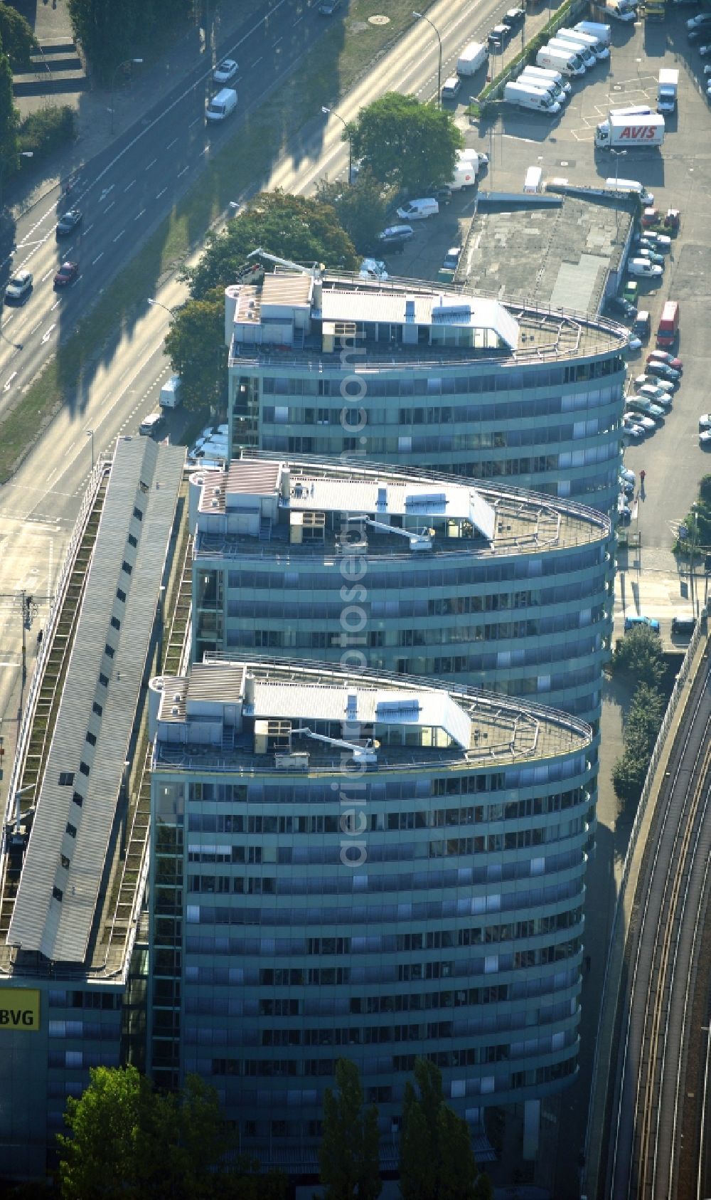 Berlin from above - The building complex Trias at the Holzmarktstrasse in Berlin-Mitte