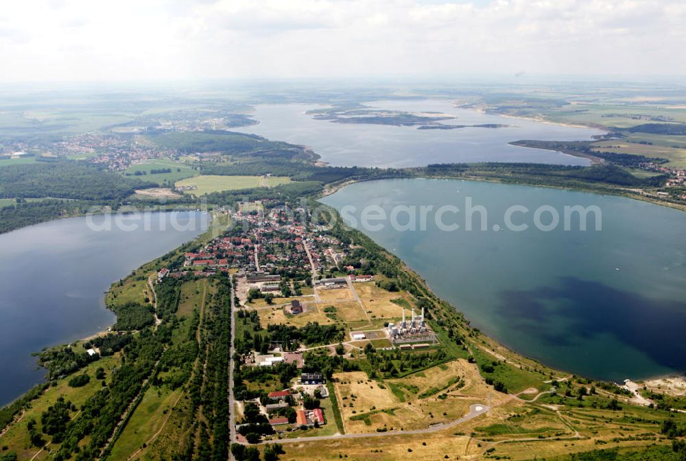 Aerial image Braunsbedra - Der Geiseltaler Seenkomplex bestehend aus dem Geiseltalsee, dem Runstedter See, dem Südfeldsee und dem Hasse-See bei Braunsbedra. Hierbei handelt es sich um geflutete ehemalige Tagebaue. The Geiseltaler lake complex composed of the Geiseltalsee, the Runstedter See,the Suedfeldsee and the Hasse-See near by Braunsbedra.