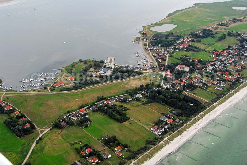 Vitte auf Hiddensee from the bird's eye view: Der Hafen von Vitte auf Hiddensee.