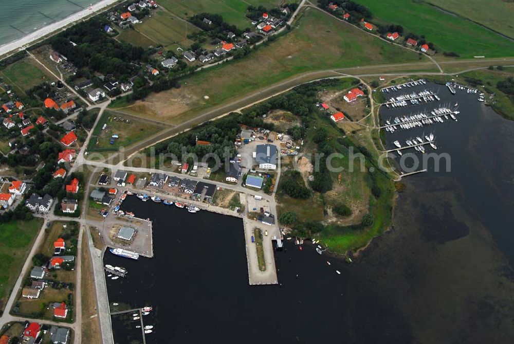 Vitte auf Hiddensee from the bird's eye view: Der Hafen von Vitte auf Hiddensee.